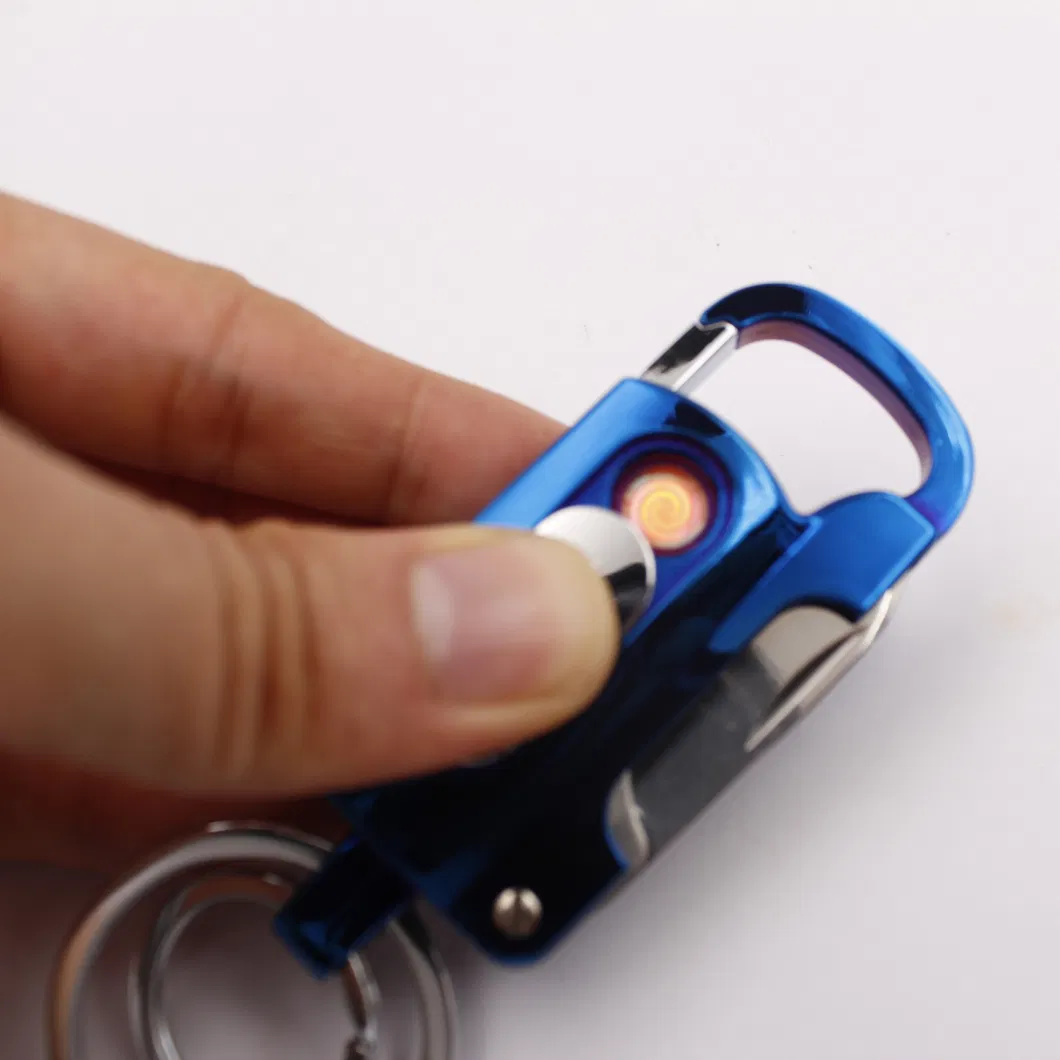 Multipurose Men&prime;s Hiking Tool Electronic USB Rechargeable Cigarette Lighter Keychain