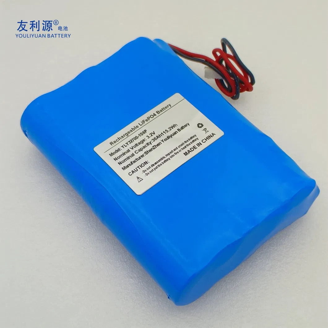 Factory CE Rose Un38.3 Direct High Capacity Energy Storage Lifep04 Battery Cylindrical LFP Battery 32700 3.2V 36ah 1s6p 115.2wh Lithium Ion Battery