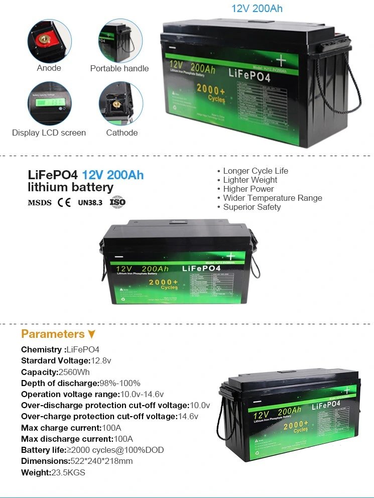 OEM&ODM Customized Deep Cycle Solar Lithium Battery Rechargeable 12V 48V 100ah 200ah LiFePO4 UPS Battery for Home Storage Use